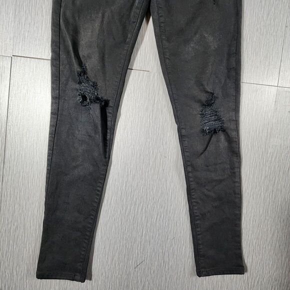 American Eagle Womens Mid-Rise Jegging Black Denim Jeans Distressed Size 4 - Picture 2 of 12